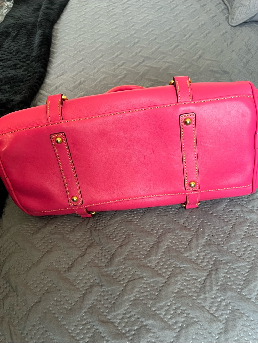 Dooney & Bourke Bright Pink Leather Satchel with Gold Hardware - Picture 3 of 11